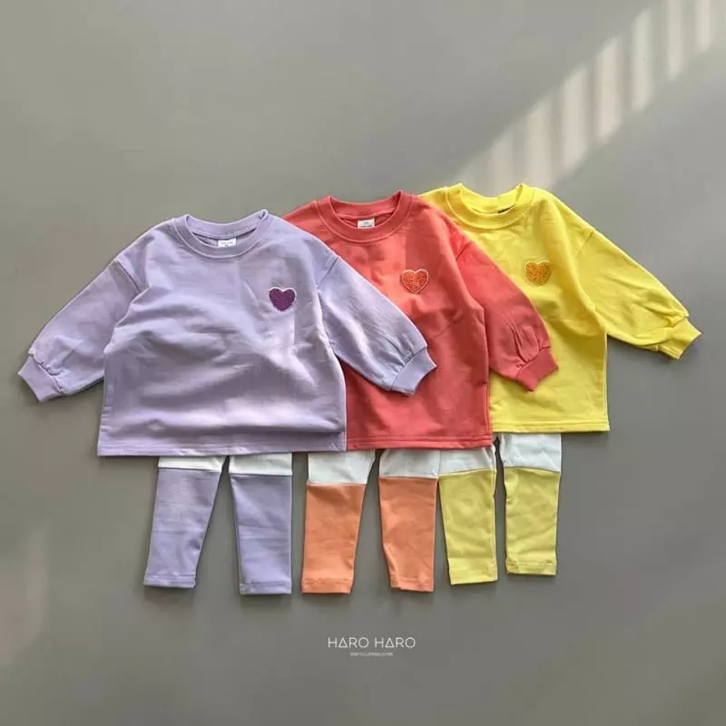 Haro Haro - Korean Children Fashion - #littlefashionista - Heart Top Bottom Set - 8