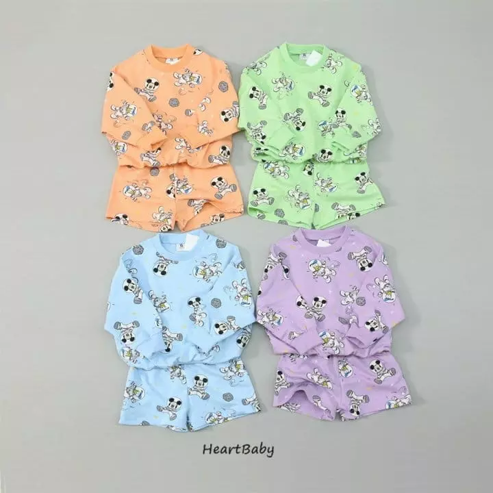Heart Baby - Korean Children Fashion - #childrensboutique - Space Mickey Top Bottom Set - 7
