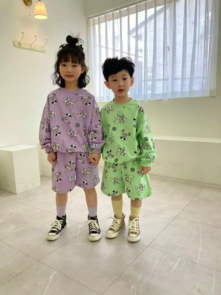 Heart Baby - Korean Children Fashion - #todddlerfashion - Space Mickey Top Bottom Set - 3