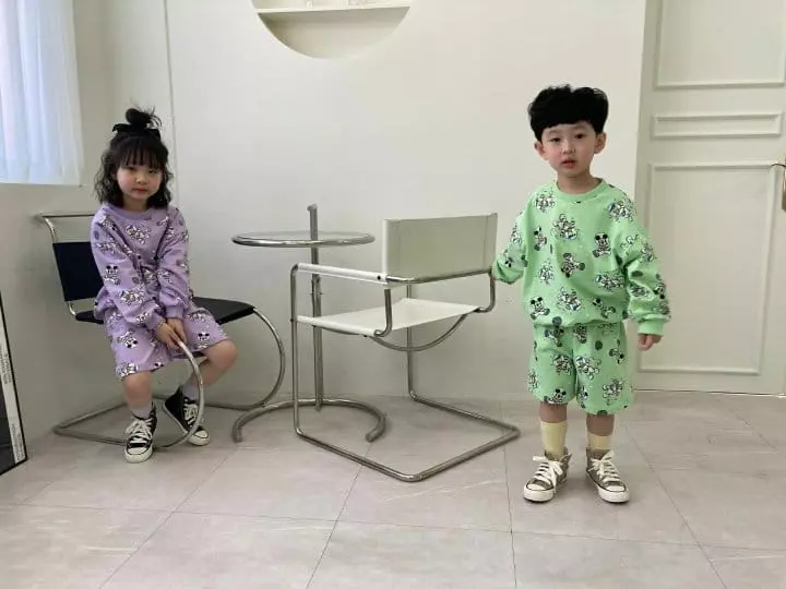 Heart Baby - Korean Children Fashion - #todddlerfashion - Space Mickey Top Bottom Set - 4