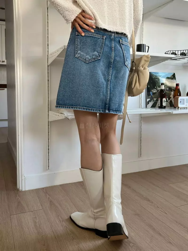Indigo - Korean Women Fashion - #momslook - 552 Washing Mini Skirt - 4
