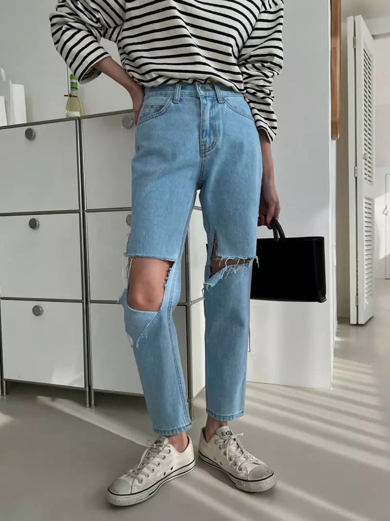 Indigo - Korean Women Fashion - #womensfashion - 518 Open Vintage Boy Fit Jeans