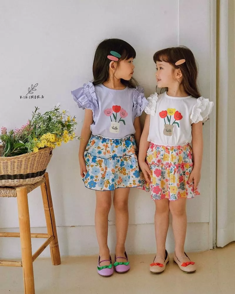 Kikimora - Korean Children Fashion - #kidzfashiontrend - Flower Frill Tee