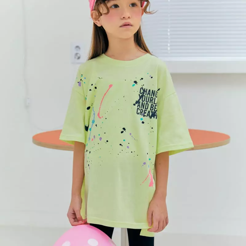 Lilas - Korean Children Fashion - #kidsshorts - Paint Long Tee - 2