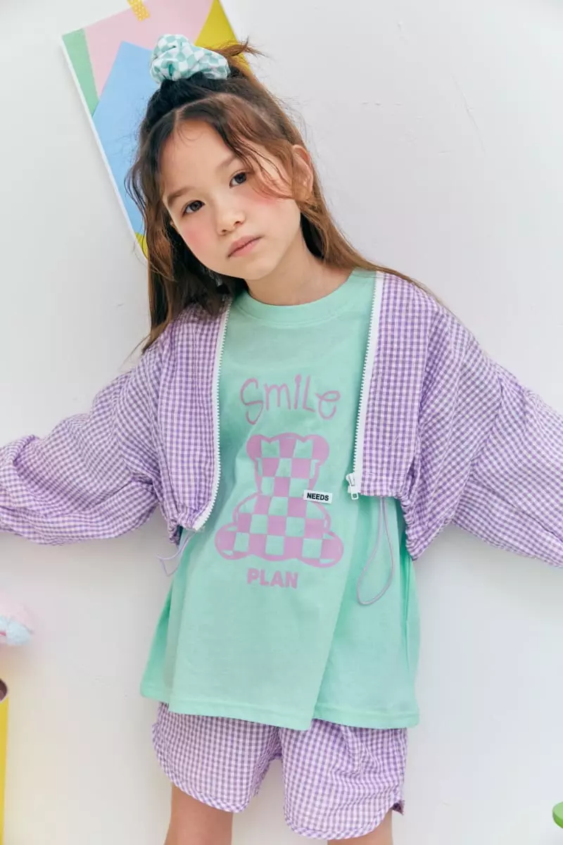 Lilas - Korean Children Fashion - #kidsshorts - Pang Pang Check Top Bottom Set