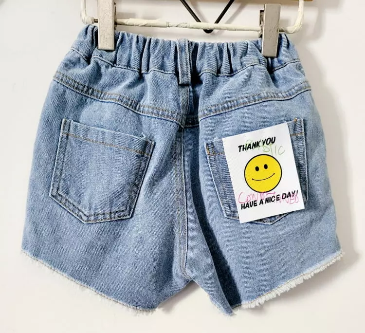 Lilas - Korean Children Fashion - #littlefashionista - Thank You Denim Shorts - 2