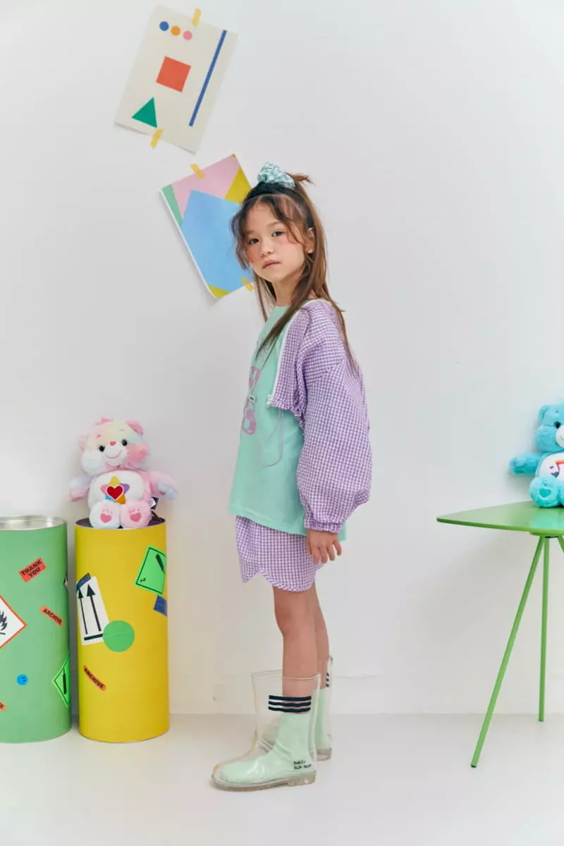 Lilas - Korean Children Fashion - #stylishchildhood - Pang Pang Check Top Bottom Set - 11