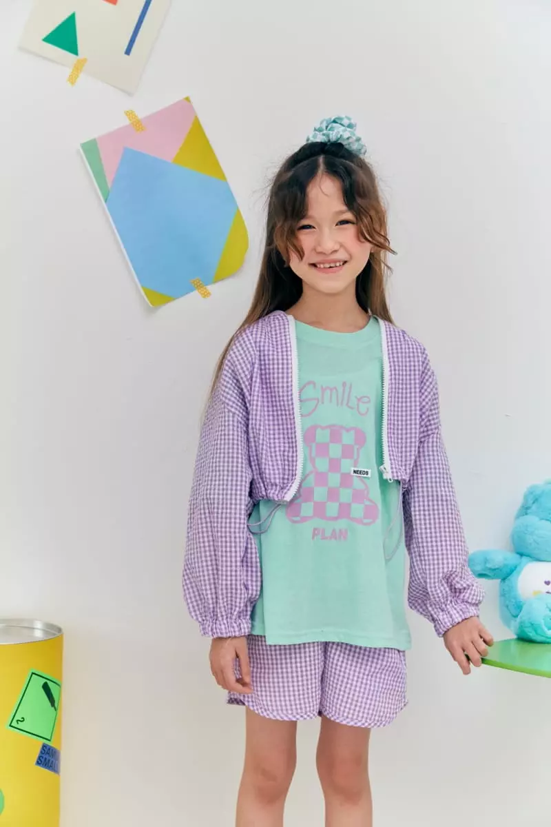 Lilas - Korean Children Fashion - #todddlerfashion - Pang Pang Check Top Bottom Set - 9
