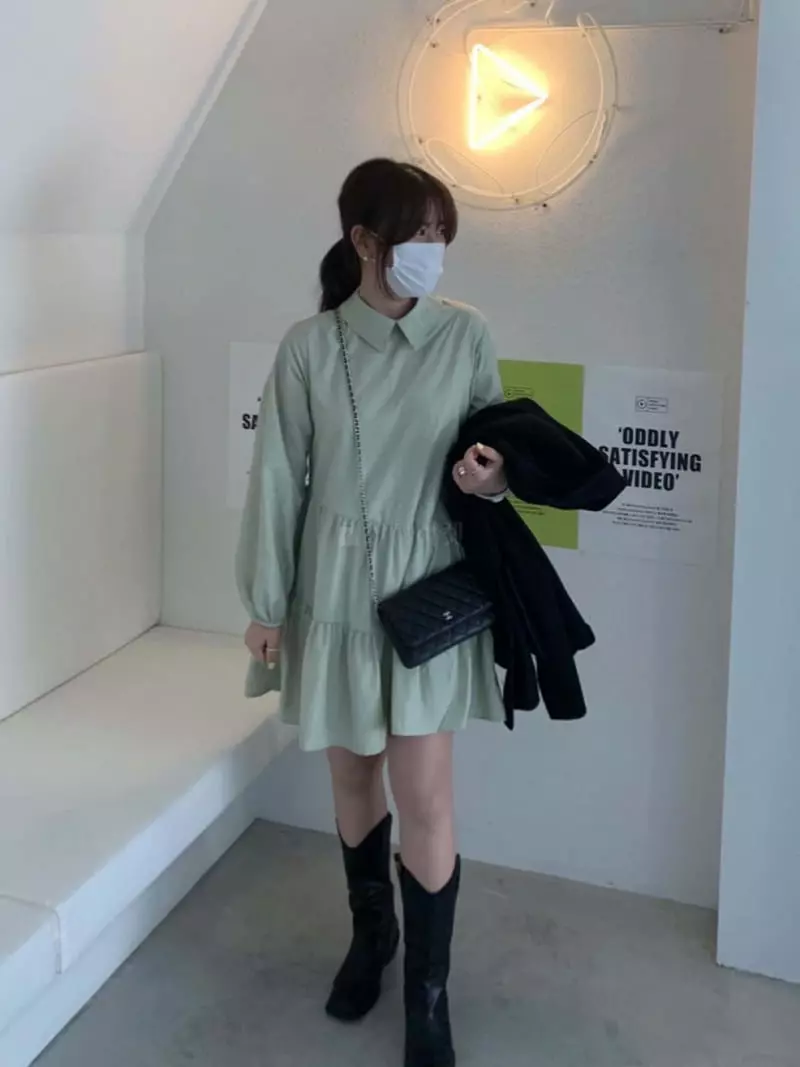 Logon - Korean Women Fashion - #momslook - Collar Mini One-piece - 3