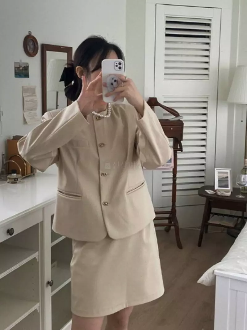Logon - Korean Women Fashion - #momslook - Merry Jacket Skirt Set - 2