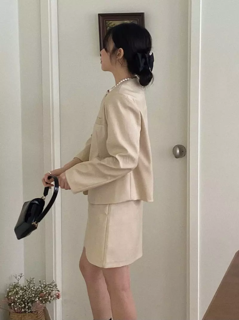 Logon - Korean Women Fashion - #momslook - Merry Jacket Skirt Set - 5