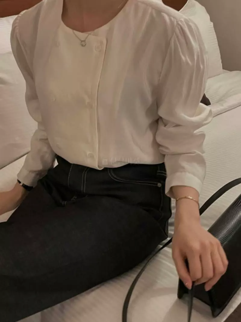 Logon - Korean Women Fashion - #momslook - Round Double Blouse