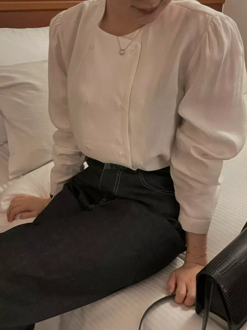 Logon - Korean Women Fashion - #vintageinspired - Round Double Blouse - 3