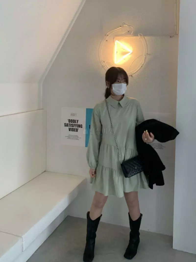Logon - Korean Women Fashion - #momslook - Collar Mini One-piece - 4
