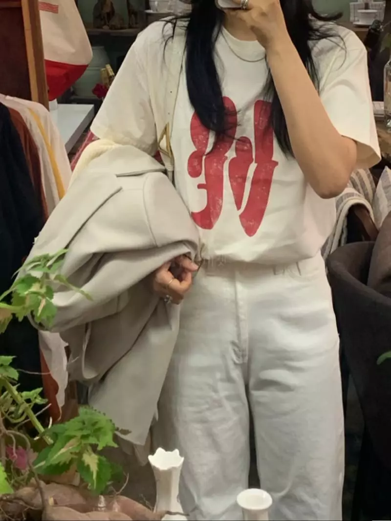 Logon - Korean Women Fashion - #momslook - Big Lover Tee - 4