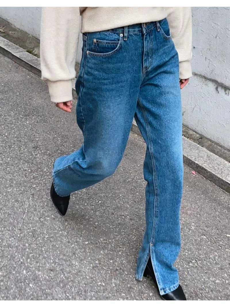 Lowell - Korean Women Fashion - #momslook - Slit Jeans - 2