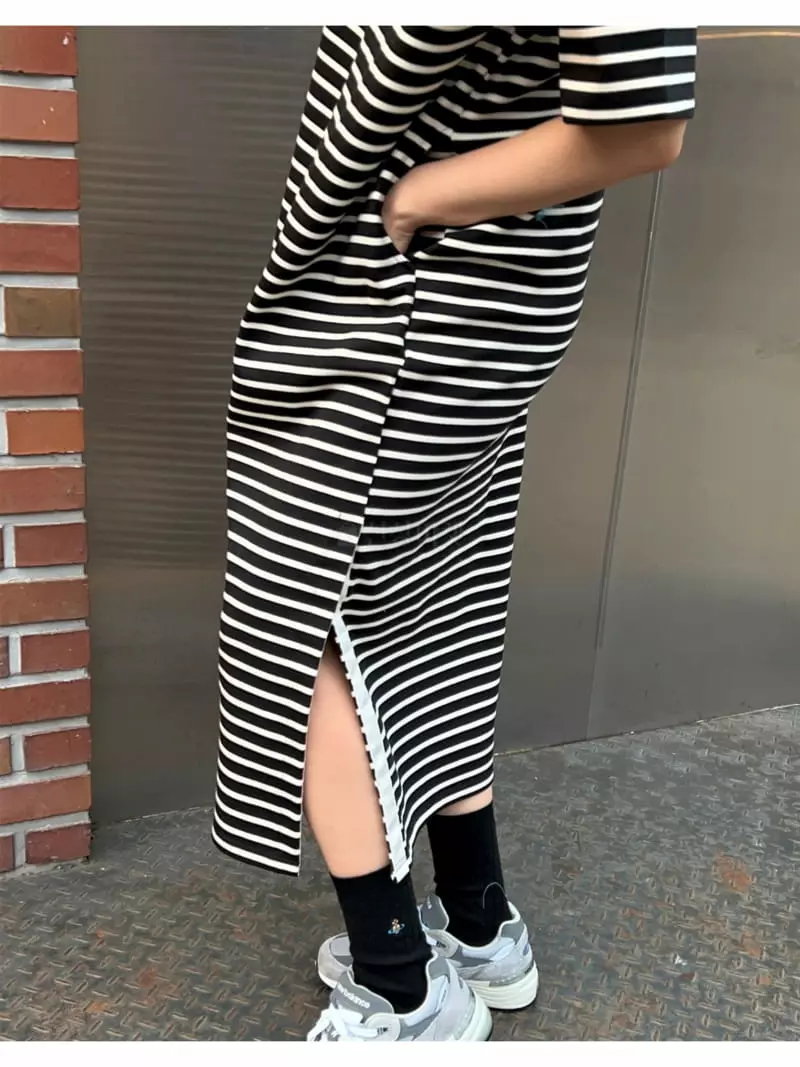 Lowell - Korean Women Fashion - #womensfashion - Stripes Long One-piece - 2