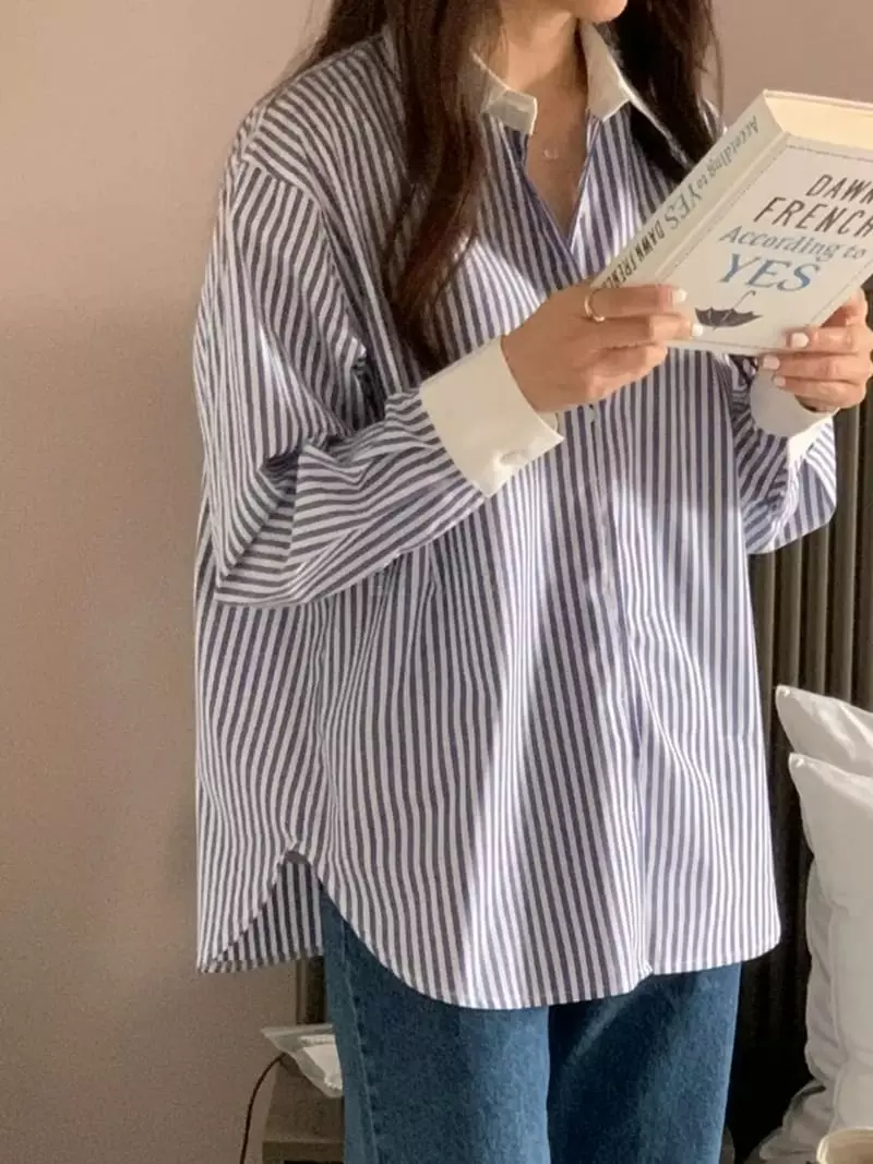 Mmore S - Korean Women Fashion - #momslook - Stripes Shirt - 7