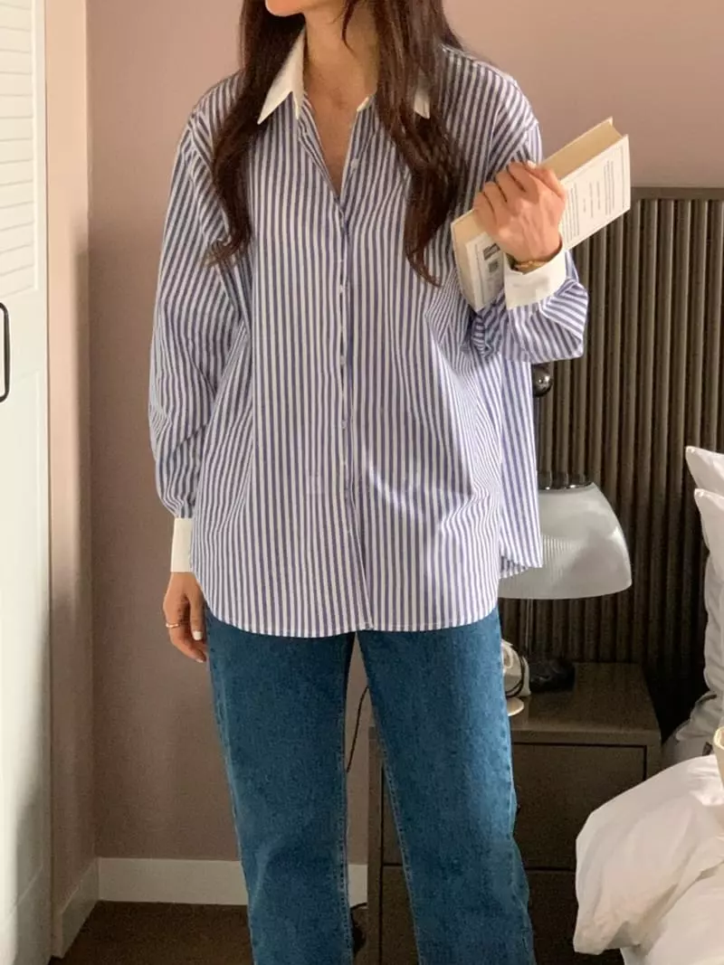 Mmore S - Korean Women Fashion - #momslook - Stripes Shirt - 4