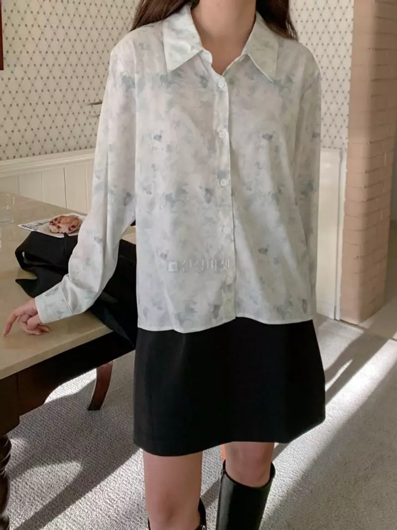 Moheli - Korean Women Fashion - #restrostyle - Water Paint Shirt - 2