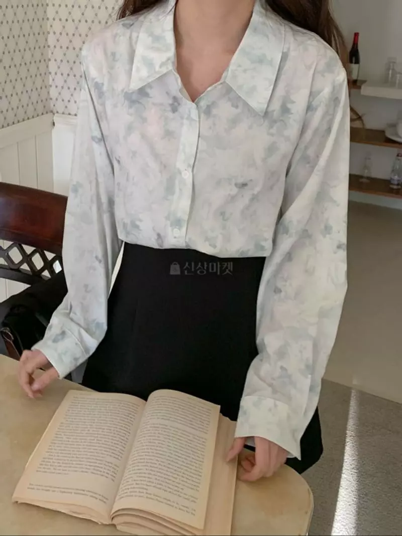 Moheli - Korean Women Fashion - #romanticstyle - Water Paint Shirt - 4
