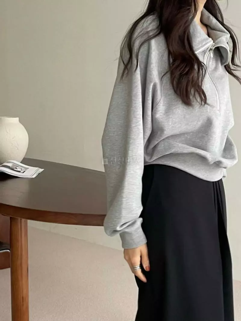 Moheli - Korean Women Fashion - #vintageinspired - Classic Zip-up Sweatshirt - 11