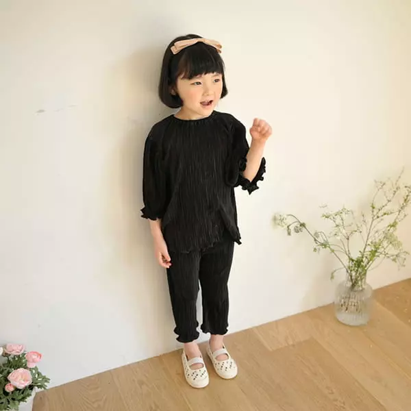 Momo Ann - Korean Children Fashion - #Kfashion4kids - Pleats Top Bottom Set - 5