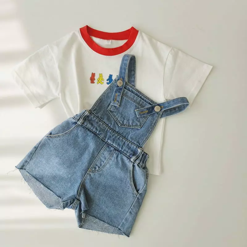 Momo Ann - Korean Children Fashion - #childrensboutique - Denim Dungarees Pants - 12
