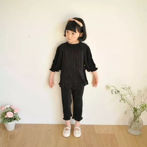 Momo Ann - Korean Children Fashion - #magicofchildhood - Pleats Top Bottom Set - 7