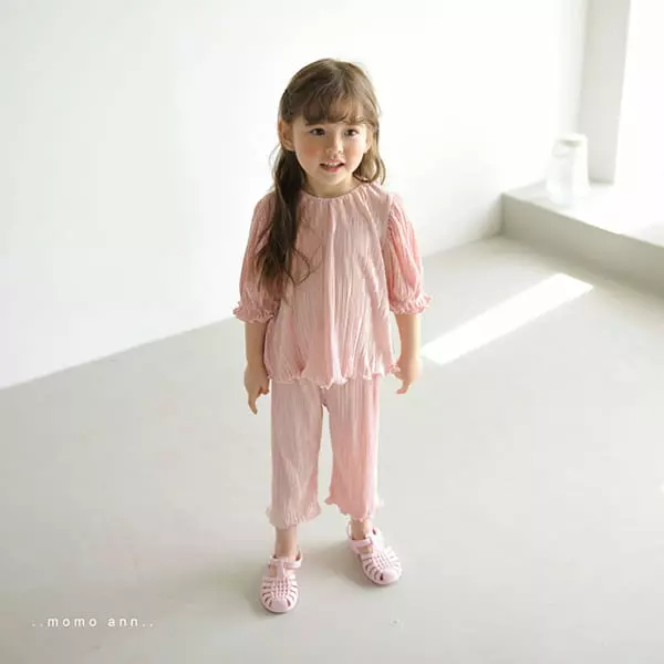 Momo Ann - Korean Children Fashion - #todddlerfashion - Pleats Top Bottom Set - 10