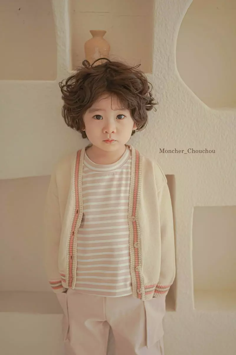 Moncher Chouchou - Korean Children Fashion - #designkidswear - Stripes V Neck Cardigan - 4