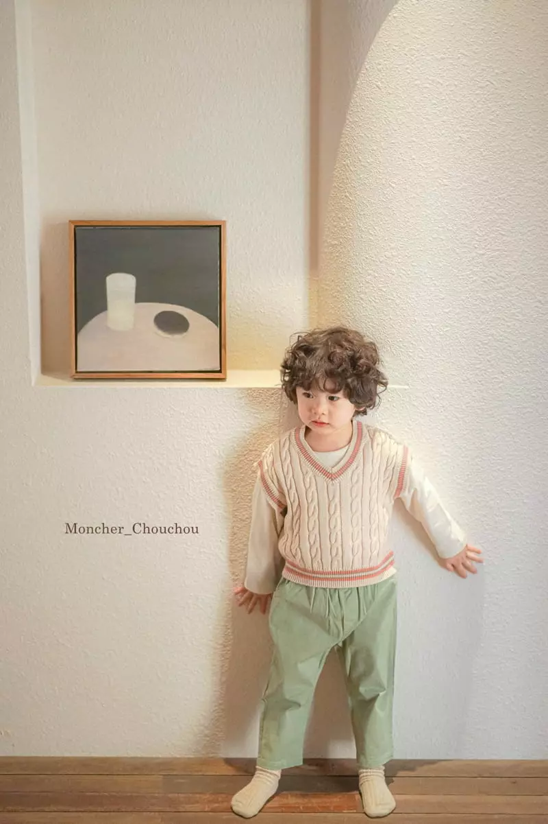 Moncher Chouchou - Korean Children Fashion - #discoveringself - Stripes V Neck Vest - 3