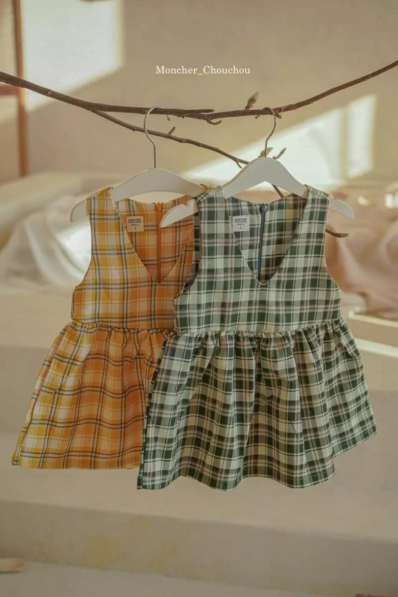 Moncher Chouchou - Korean Children Fashion - #discoveringself - Check Sleeveless One-piece - 10
