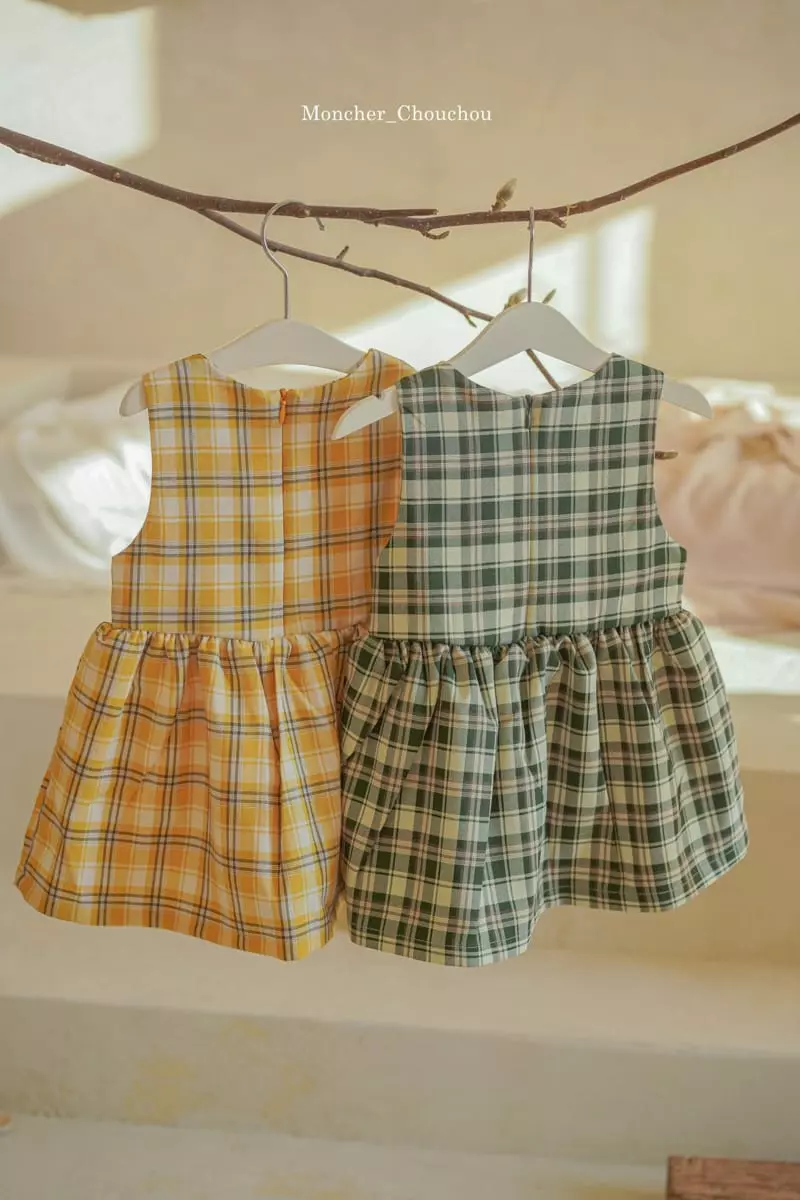 Moncher Chouchou - Korean Children Fashion - #fashionkids - Check Sleeveless One-piece - 11