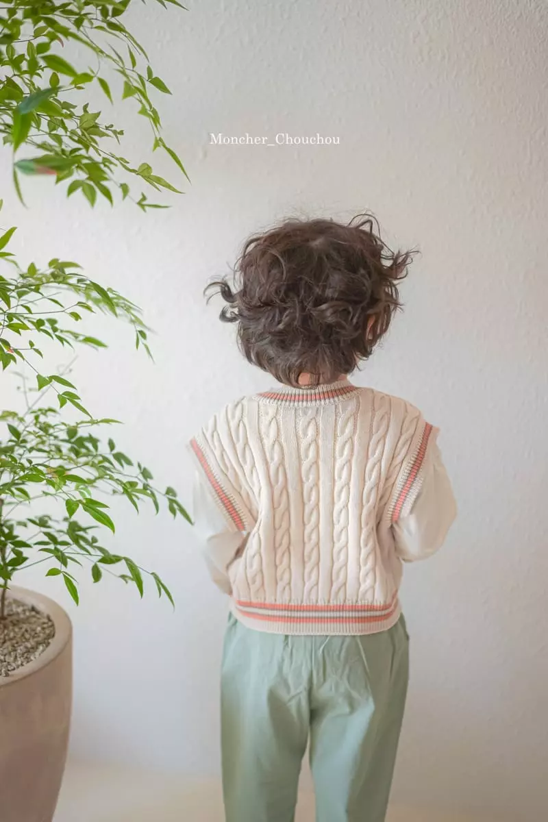 Moncher Chouchou - Korean Children Fashion - #kidzfashiontrend - Stripes V Neck Vest - 7