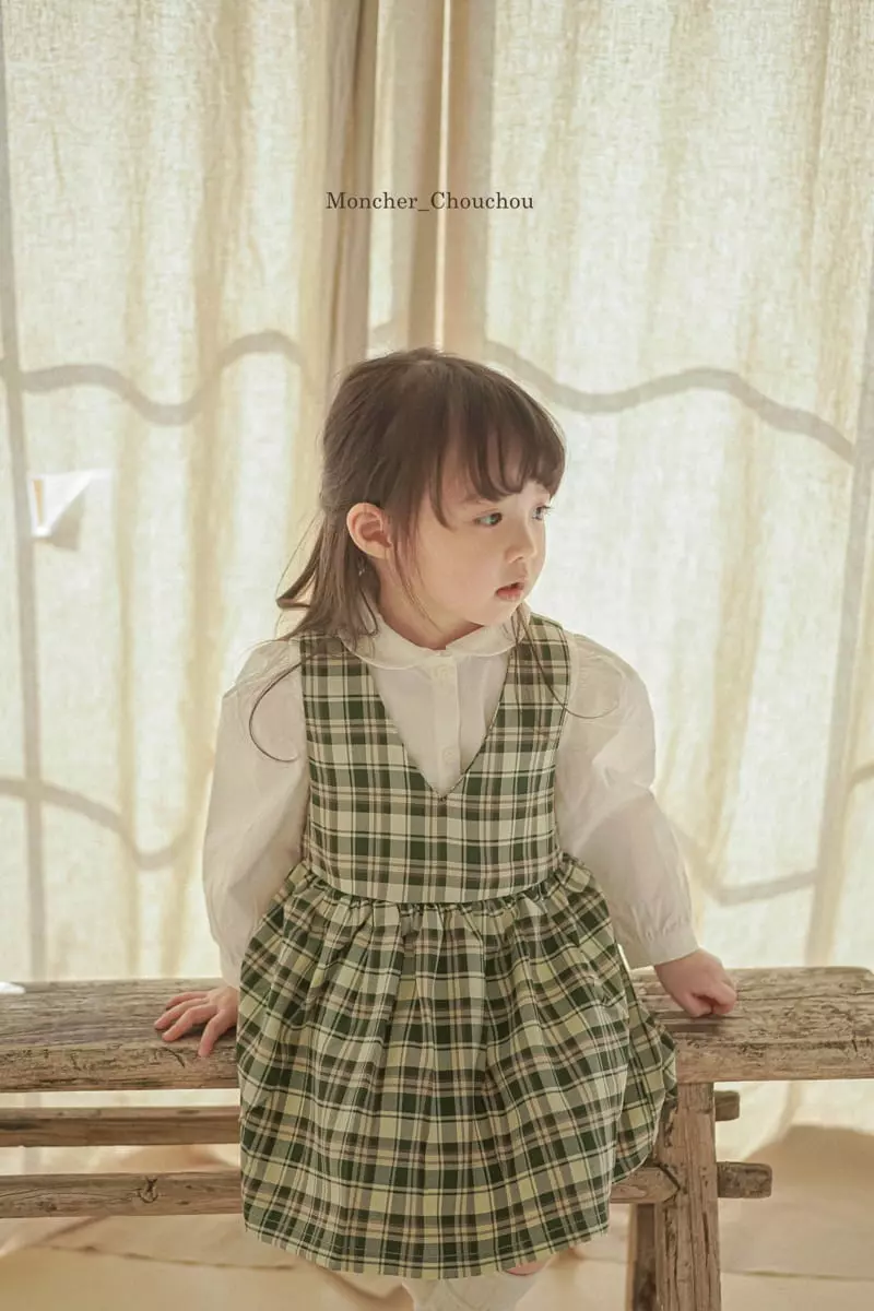 Moncher Chouchou - Korean Children Fashion - #littlefashionista - Check Sleeveless One-piece - 2