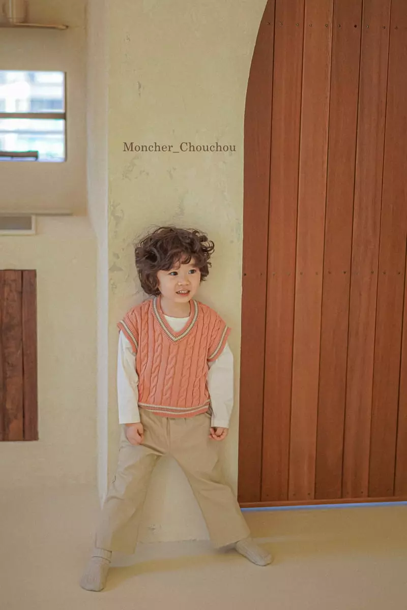 Moncher Chouchou - Korean Children Fashion - #magicofchildhood - Stripes V Neck Vest - 10
