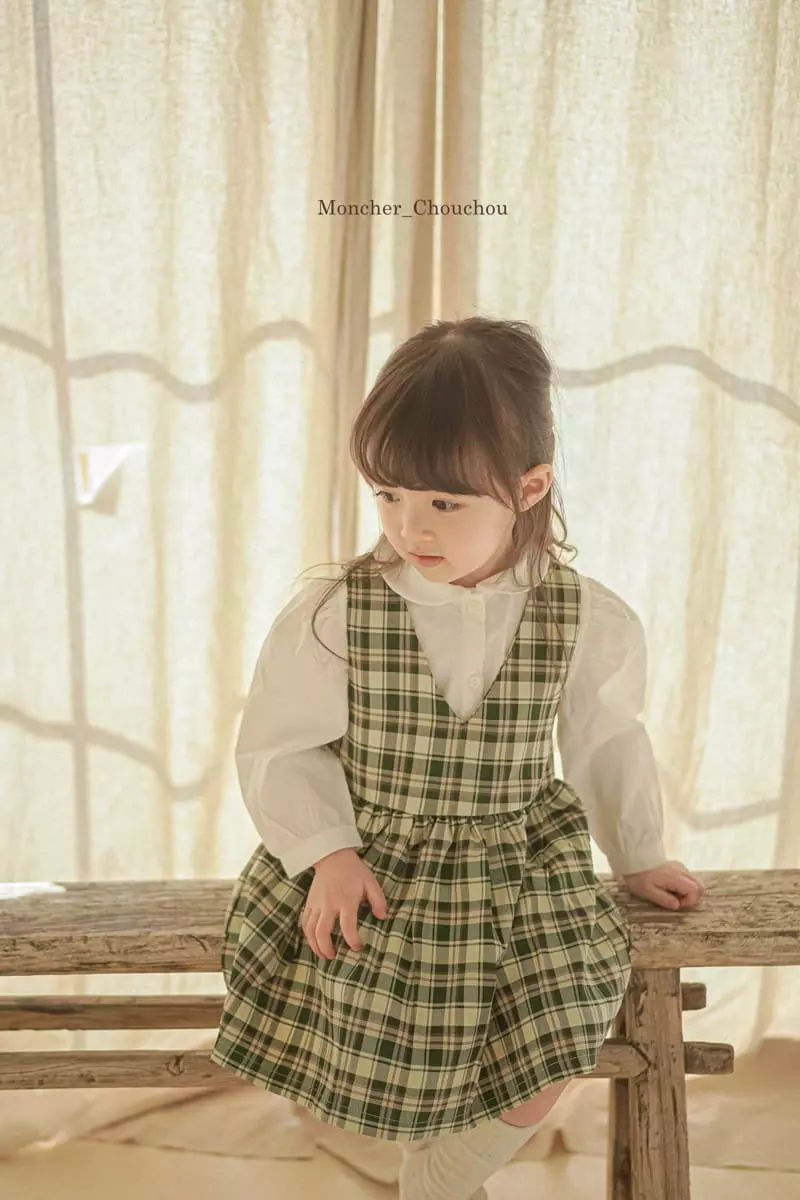 Moncher Chouchou - Korean Children Fashion - #magicofchildhood - Check Sleeveless One-piece - 3