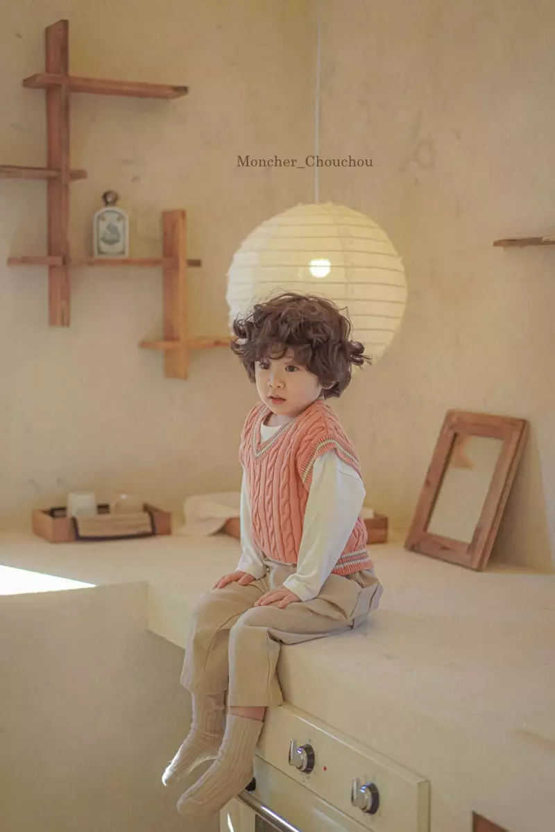 Moncher Chouchou - Korean Children Fashion - #minifashionista - Stripes V Neck Vest - 11