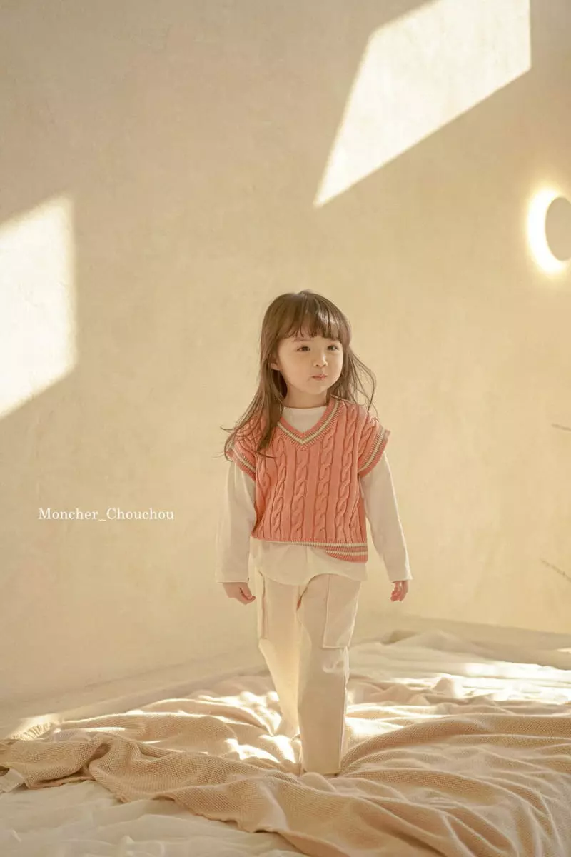 Moncher Chouchou - Korean Children Fashion - #prettylittlegirls - Stripes V Neck Vest - 12