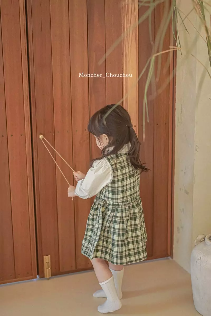 Moncher Chouchou - Korean Children Fashion - #prettylittlegirls - Check Sleeveless One-piece - 5