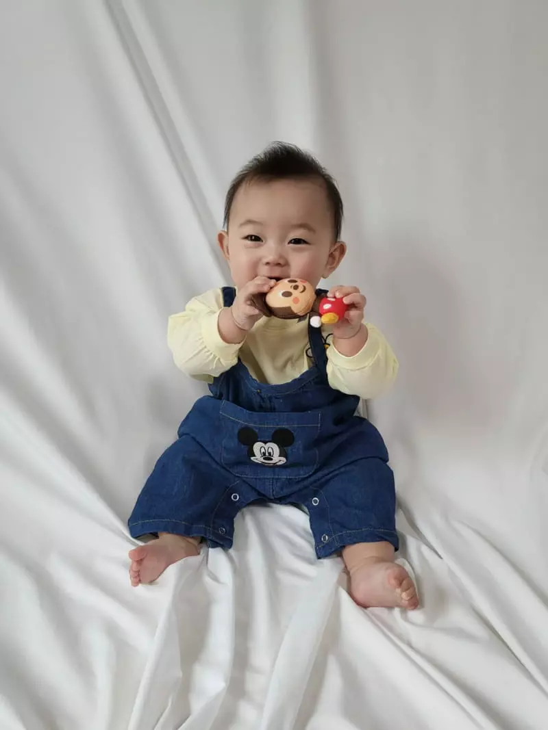 Moran - Korean Baby Fashion - #babyboutiqueclothing - Pocket Mickey Embroidery Bodysuit