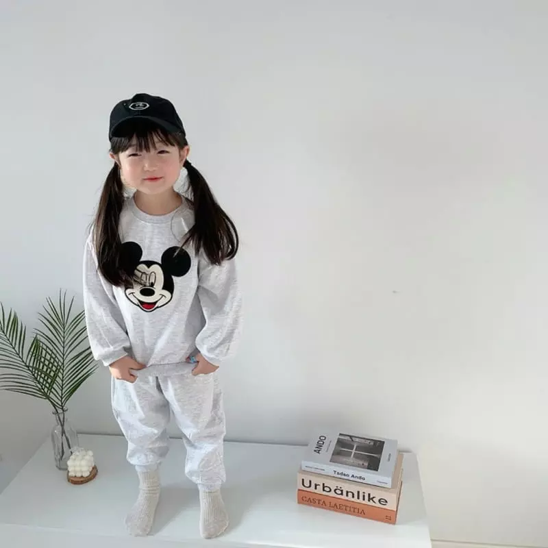 Moran - Korean Children Fashion - #Kfashion4kids - Big Face Mickey Top Bottom Set - 5