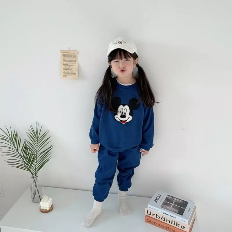 Moran - Korean Children Fashion - #fashionkids - Big Face Mickey Top Bottom Set