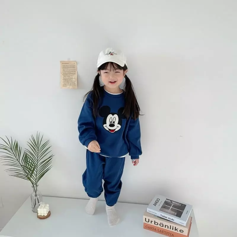 Moran - Korean Children Fashion - #kidsstore - Big Face Mickey Top Bottom Set - 4
