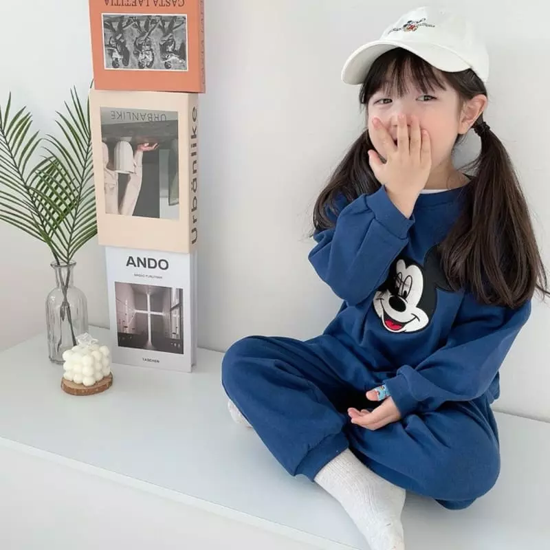 Moran - Korean Children Fashion - #minifashionista - Big Face Mickey Top Bottom Set - 8