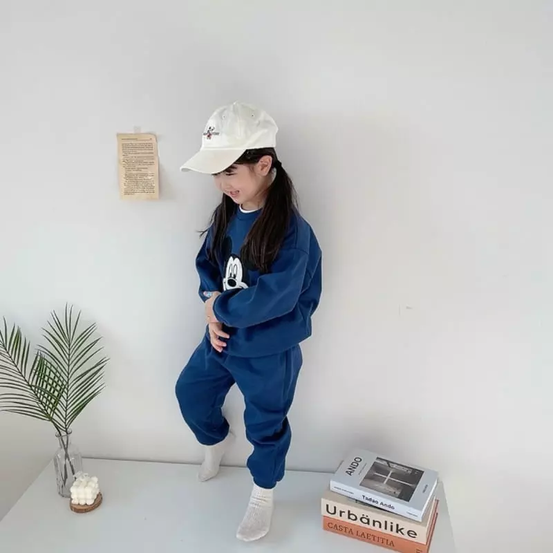 Moran - Korean Children Fashion - #todddlerfashion - Big Face Mickey Top Bottom Set - 10