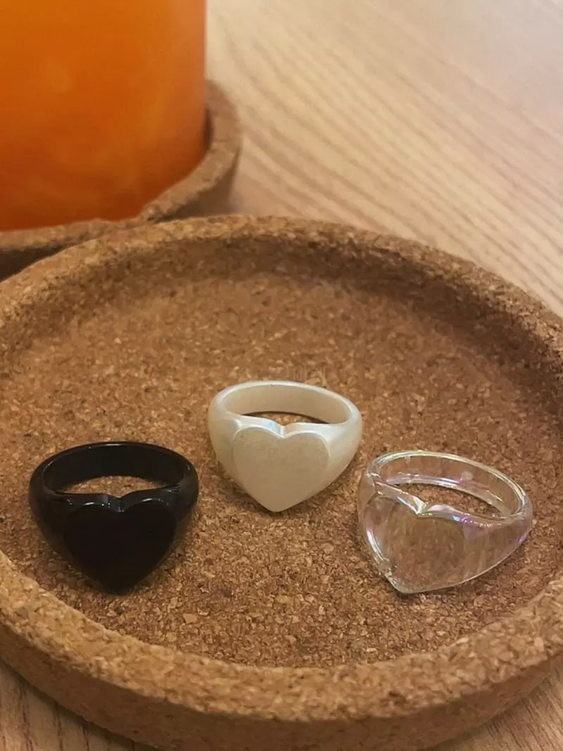 Muse - Korean Women Fashion - #momslook - Hear Acrylic Ring - 2
