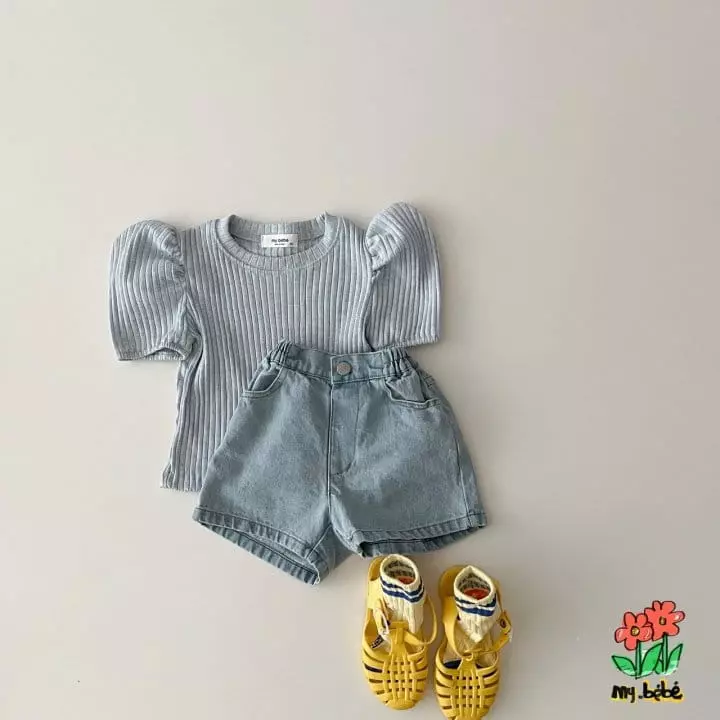 My Bebe - Korean Children Fashion - #childofig - Rib Puff Tee - 10