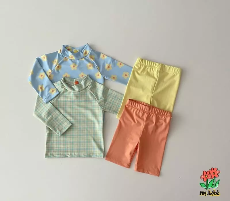 My Bebe - Korean Children Fashion - #kidsshorts - Shu Shu Rash Guard Top Bottom Hat Set - 4